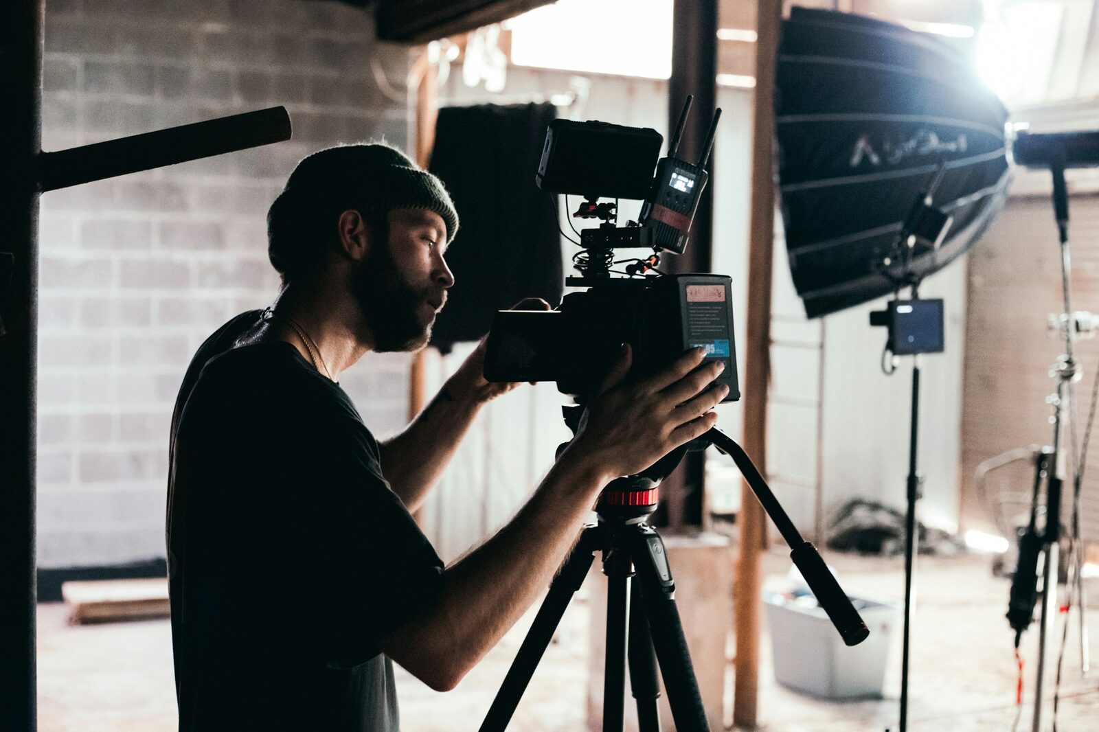 Cinematic short film set with motivated lighting